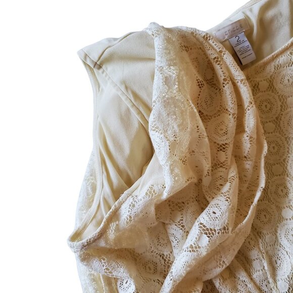 Chico's Lace Overlay Sheer Blouse with Batwing Sleeves - Picture 6 of 11